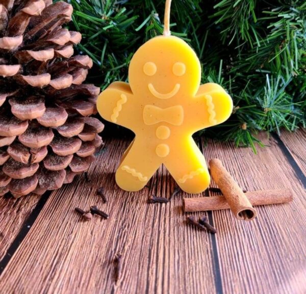 GINGERBREAD MAN CANDLE - BEESWAX - HOLIDAY - CHRISTMAS